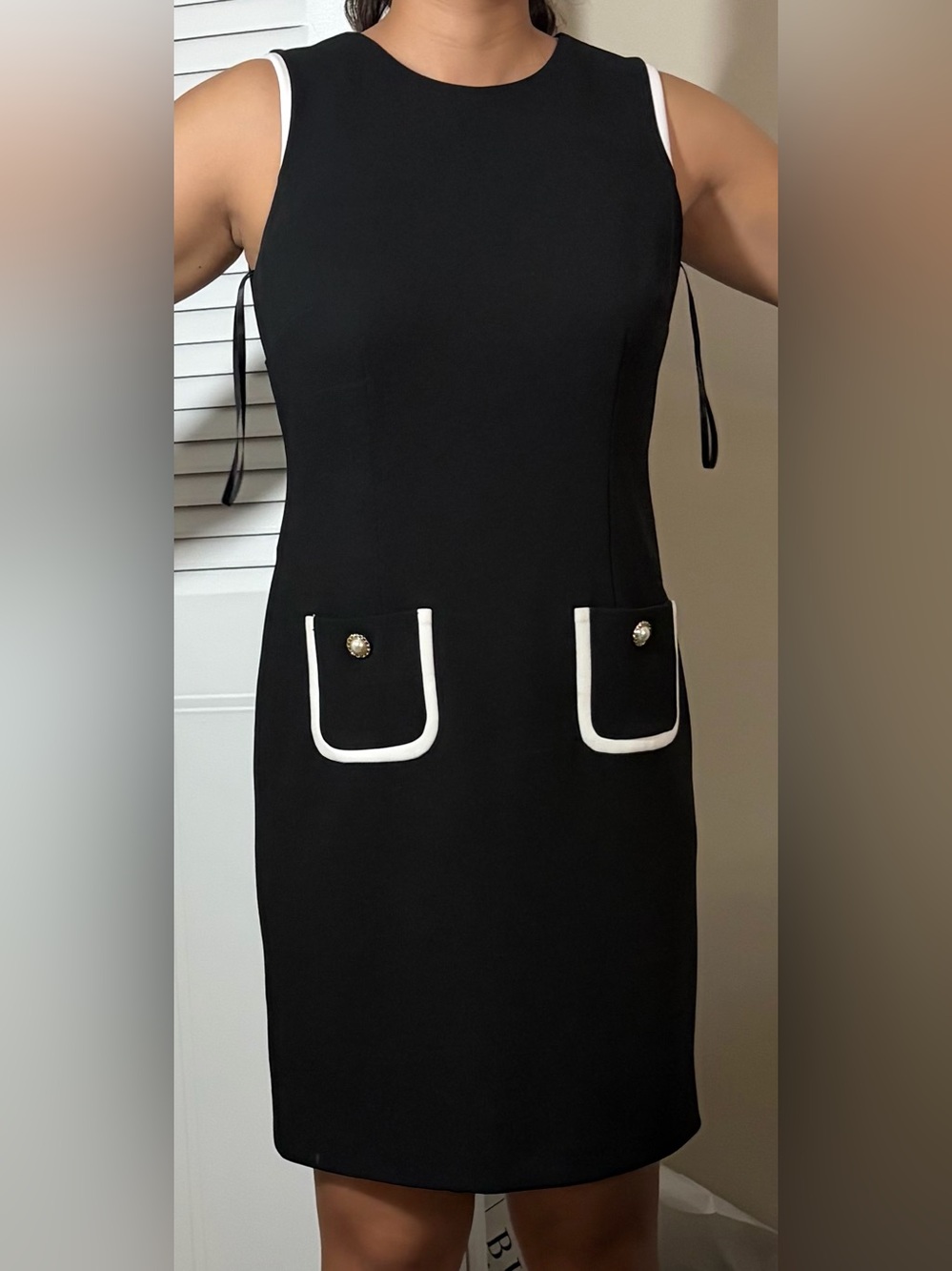 Karl Lagerfeld Black Jacket + Dress 2 piece set with White Trim
